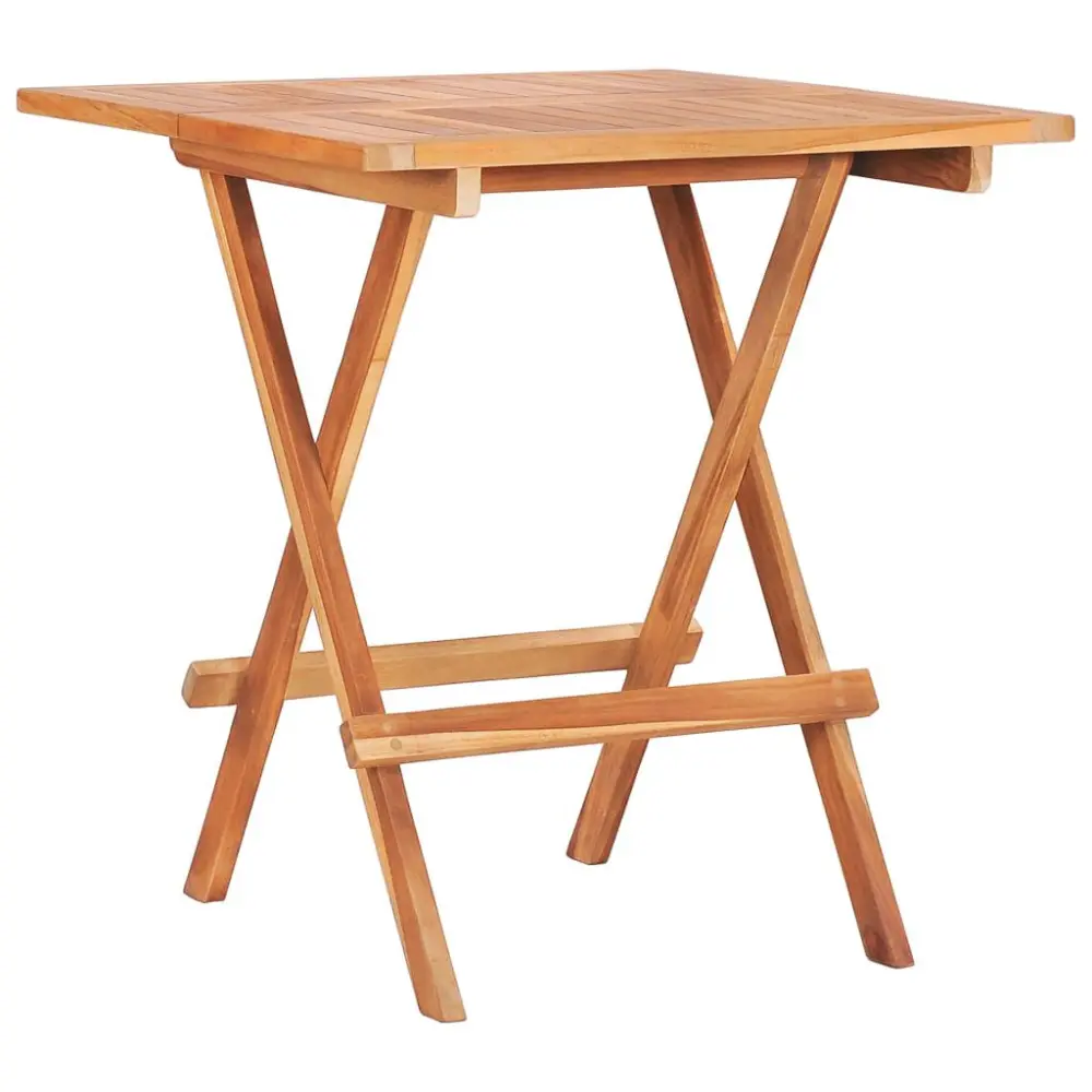 Folding Bistro Table 23.6 Inch Square Solid Teak Wood Outdoor Small Dining Table