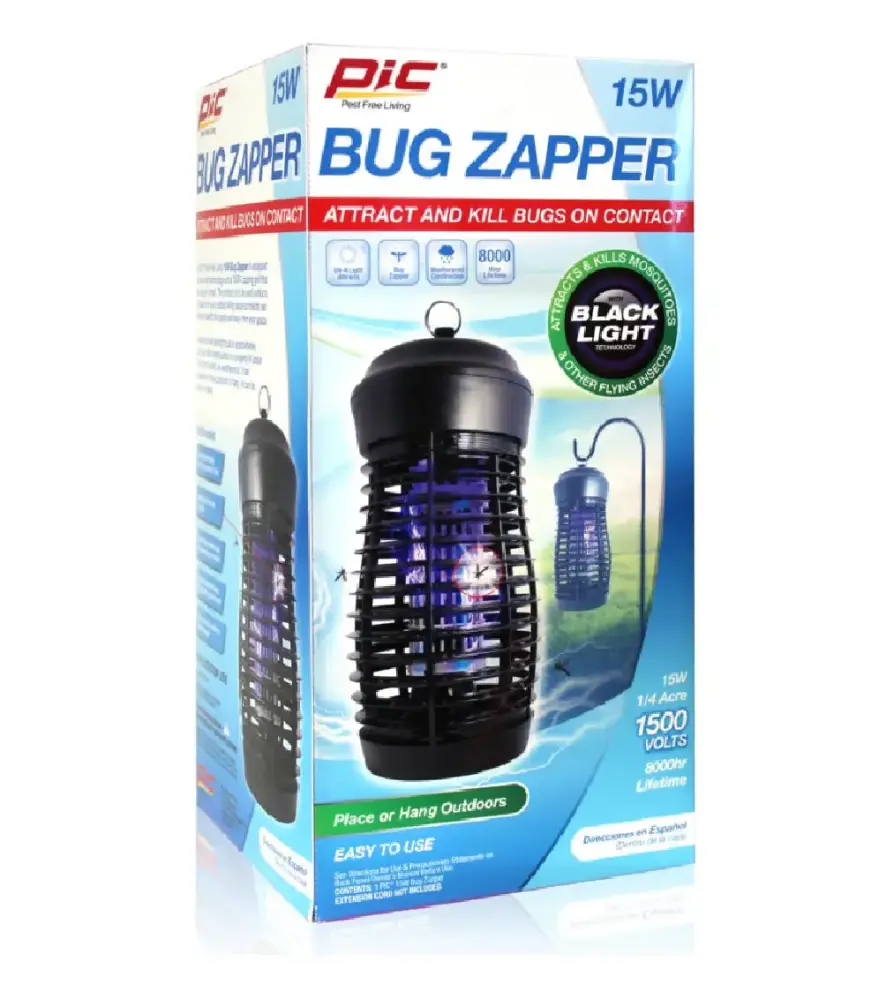 PIC 15W-ZAPPER Outdoor Insect Zapper 15 Watt Bug Zapper Patio and Garden