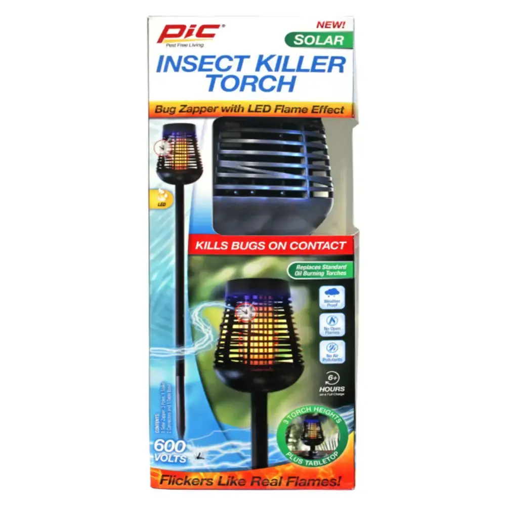 PIC DFST Insect Killer Torch 600 Volts Outdoor Bug Zapper Mosquitoes and Flies