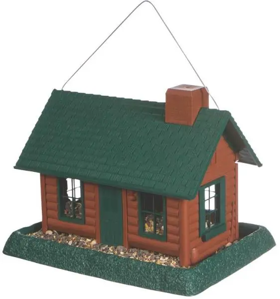 North States 9063 Large Log Cabin Birdfeeder 8 Lbs Capacity Outdoor Bird Feeder