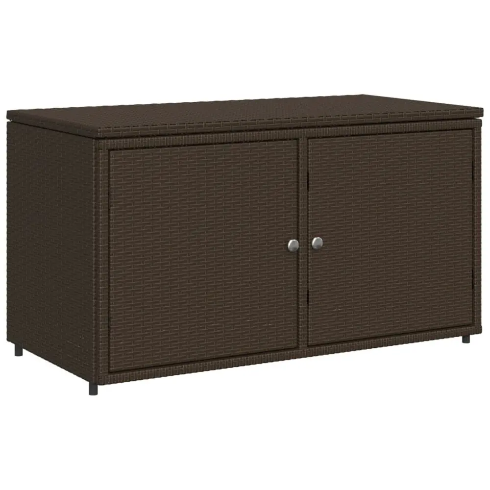 Patio Storage Cabinet Brown 43.3x21.7x23.8 Inches Poly Rattan Outdoor Cabinet