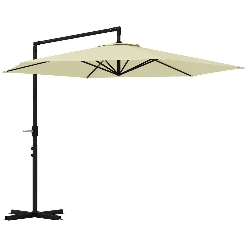 Outsunny 9.5Ft Cantilever Patio Umbrella Crank Cross Base and Air Vent Outdoor Shade aosom business