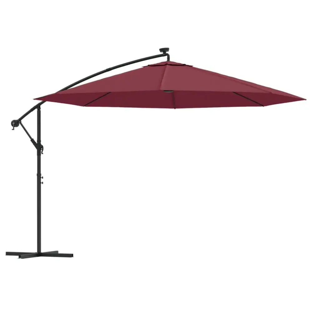Cantilever Garden Parasol LED Lights Bordeaux Red 137.8 Inches