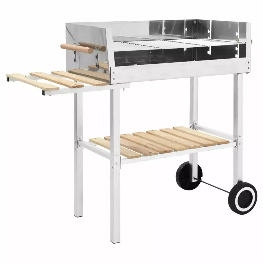 XXL Trolley Charcoal BBQ Grill Stainless Steel 2 Shelves Outdoor Cooking Aibecy