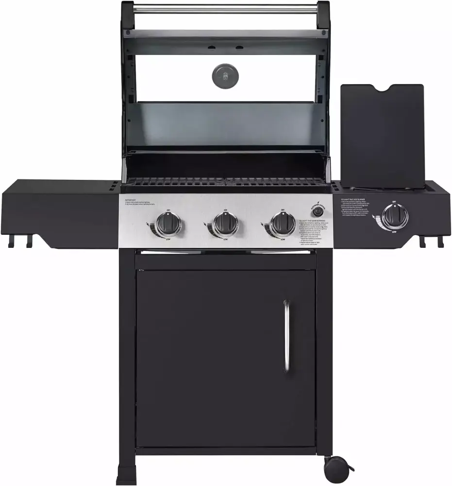 VANSTON 48000 BTU Cart Style Liquid Propane Gas Grill Stainless Steel 3 Burners Side Burner