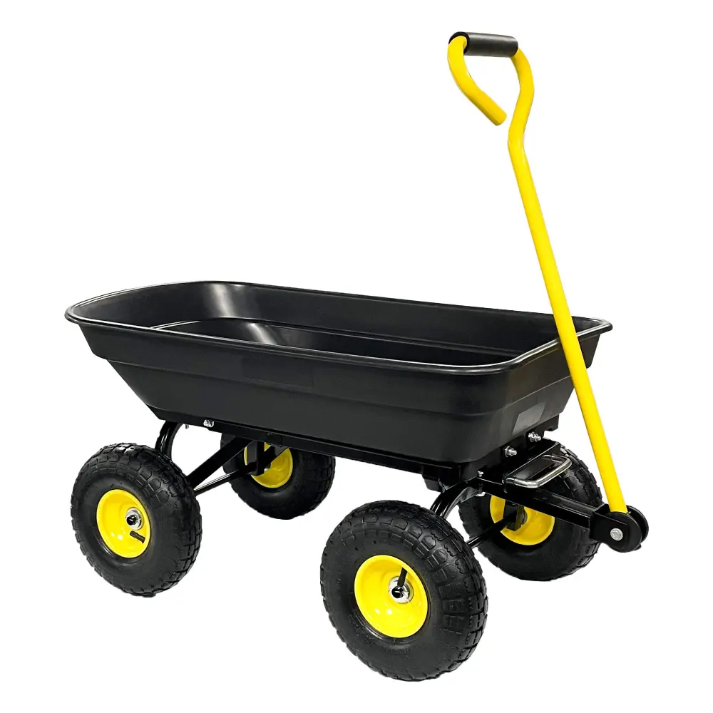 Garden Dump Cart Steel Frame and 10 Inch Pneumatic Wheels Outdoor Wagon hengbo store