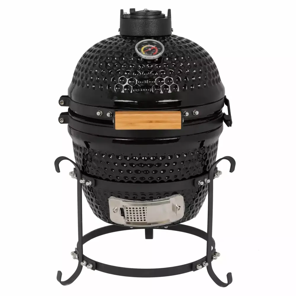 13in Round Ceramic Charcoal Grill Black TEMI