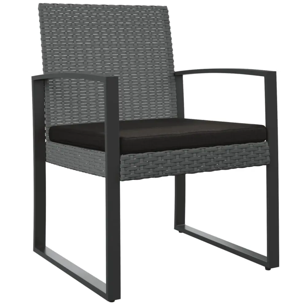 2 Pack Patio Dining Chairs Dark Gray PP Rattan Outdoor Seating