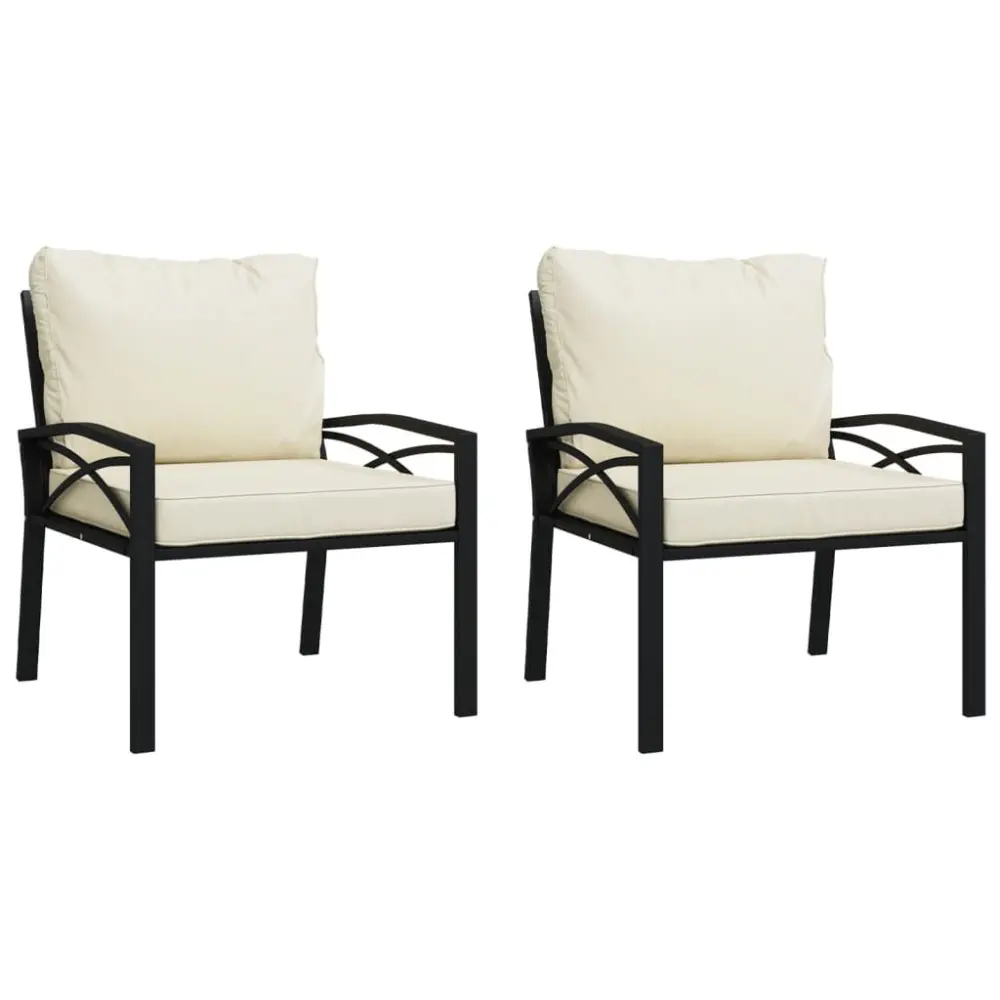 2 Piece Patio Chairs Sand Cushions 26.8x29.9x31.1 Inches Steel Set