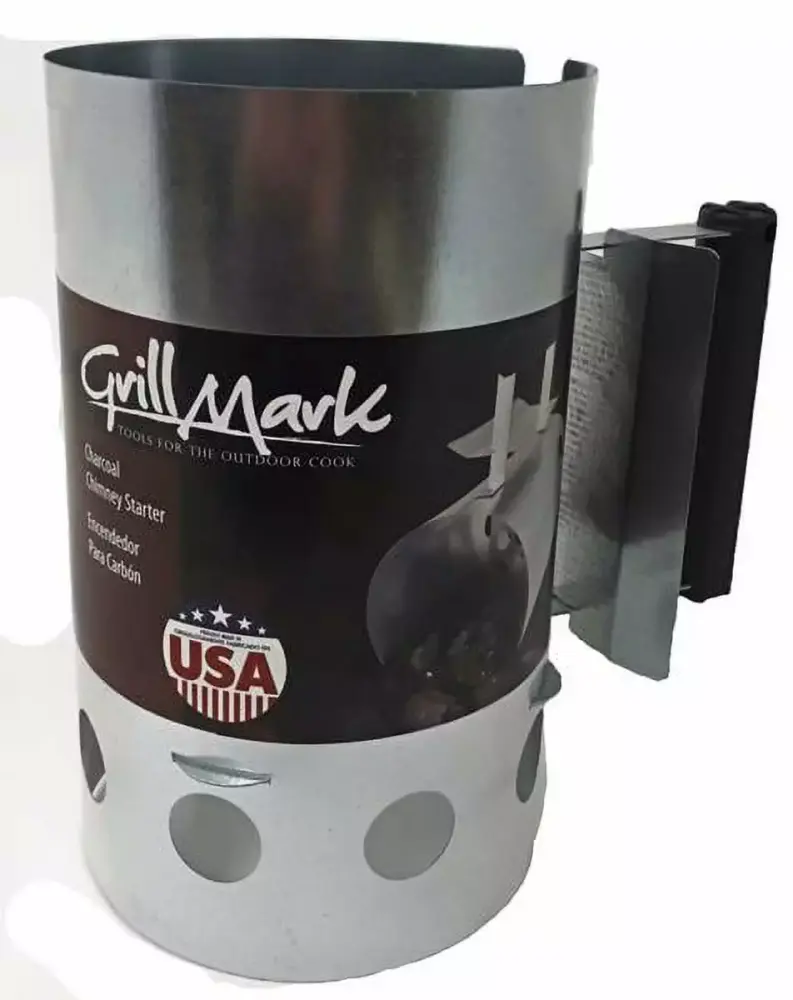 Grill Mark Tin Charcoal Chimney Starter Lightweight and Portable Outdoor Use Grillmark