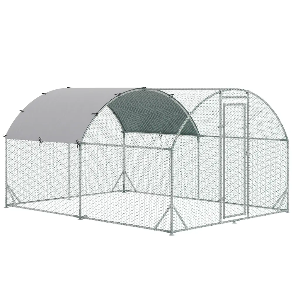 Pawhut Large Stylish Chicken Coop Metal Run Water-resistant Roof aosom business