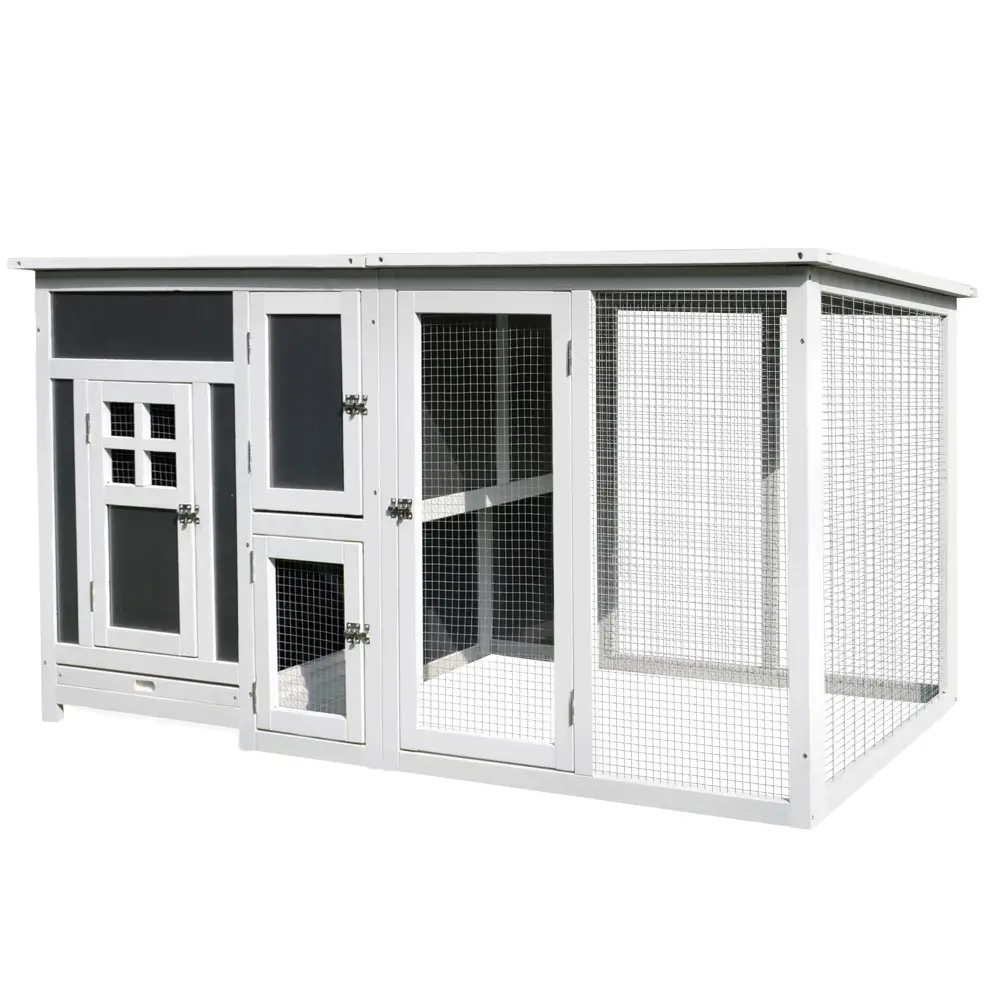 Pawhut 63 Inch Outdoor Stylish Chicken Coop Run Area aosom business