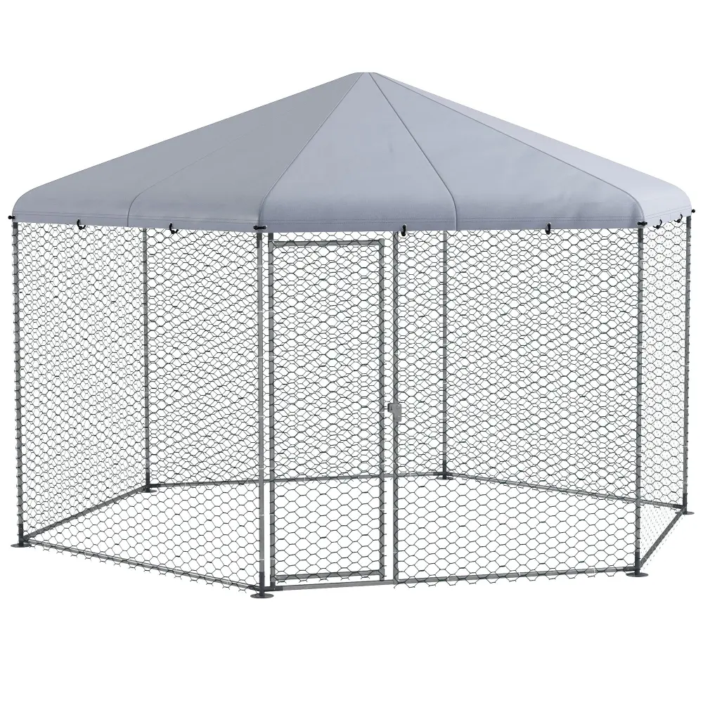 Pawhut Large Metallic Stylish Chicken Coop Run Chickens Ducks And Rabbits aosom business