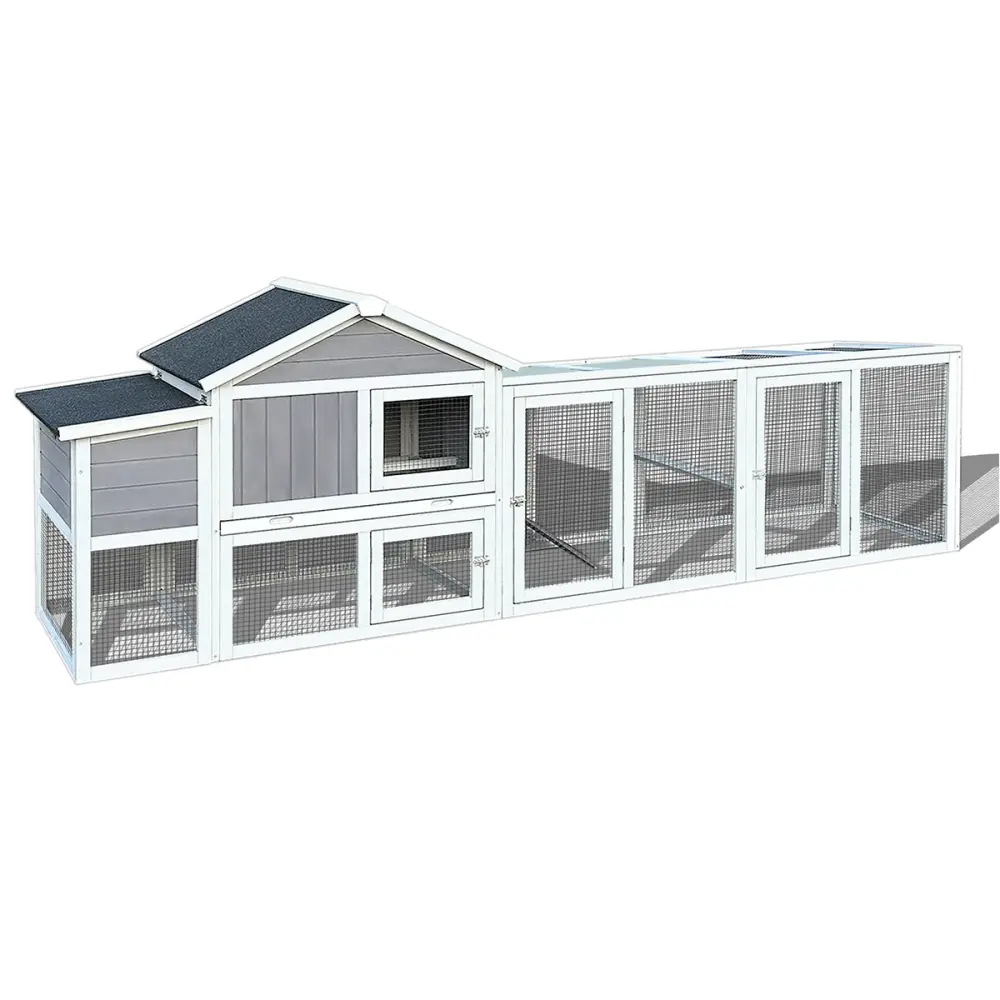 111.5 Inch Wooden Stylish Chicken Coop Large Hen House Nesting Box Poultry Cage Backyard outdoor