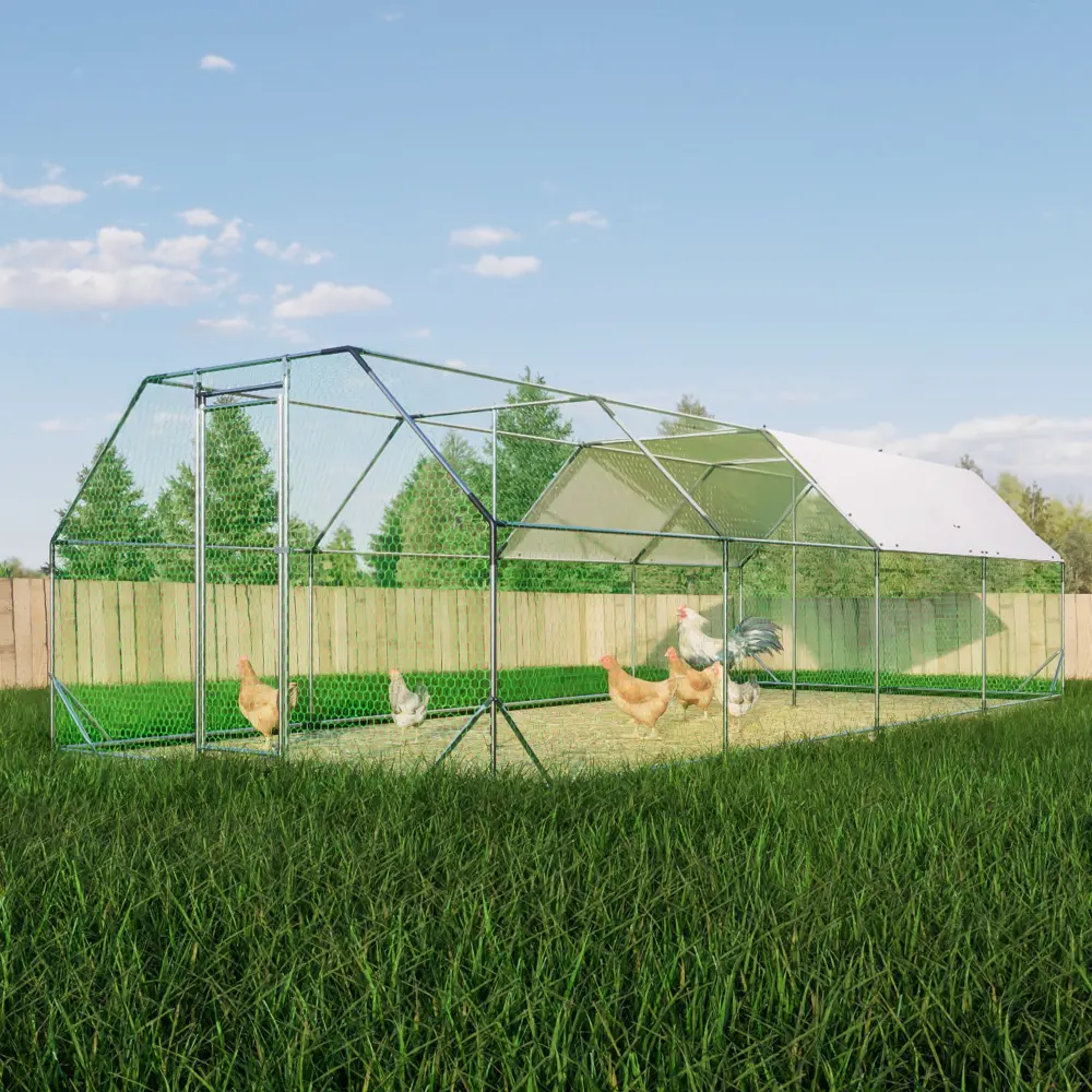 9.94 Ft. X 25.68 Ft. Galvanized Large Metal Walk Chicken Coop Cage stellacaeli homeware