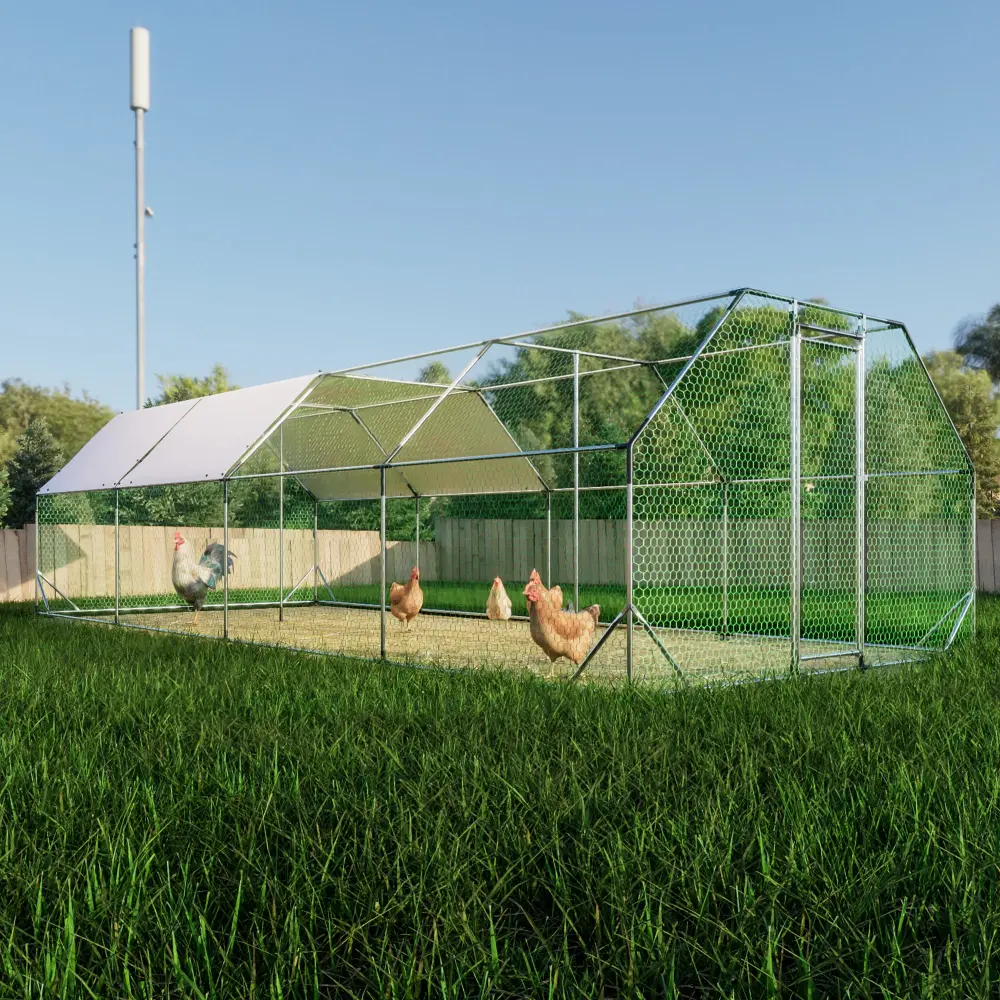 9.94 Ft X 25.68 Ft Galvanized Large Metal Walk Stylish Chicken Coop Cage w2505