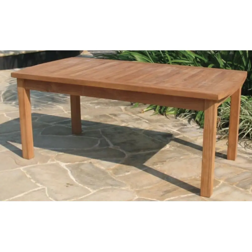 Bamboo54 Bali Teak Outdoor Patio Coffee Table, Natural Wood Rectangular Low Table