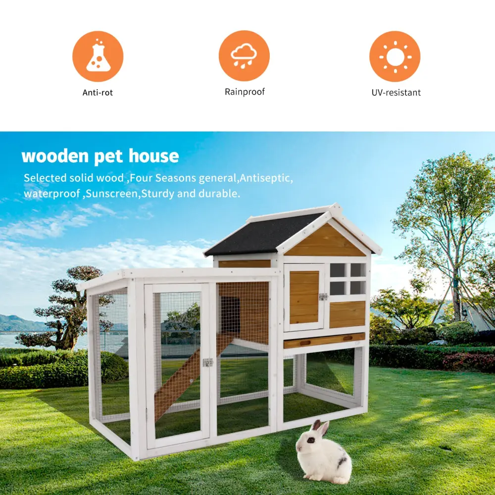 Deluxe Wooden Stylish Chicken Coop Hen House Rabbit Hutch Poultry Cage w1431 weichuangmei
