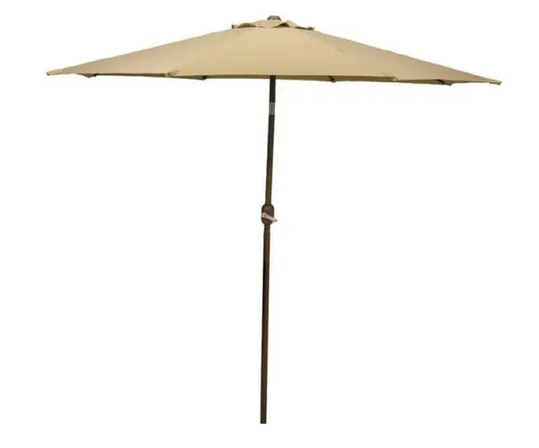 Worldwide Sourcing 65777 Aluminum Crank Umbrella Taupe 9 Foot Patio Shade