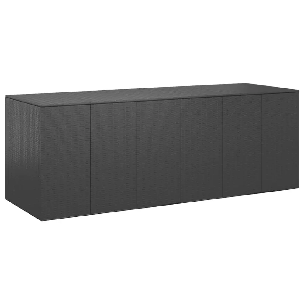 Black PE Rattan Patio Cushion Box Outdoor Storage Solution