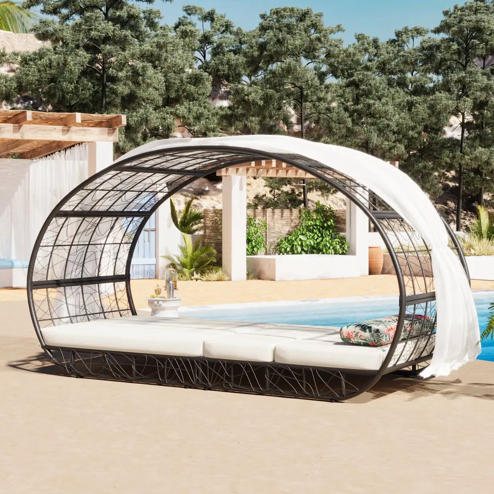 90.55 Outdoor Patio Daybed Curtain Sunbed Cushion And Color Options go