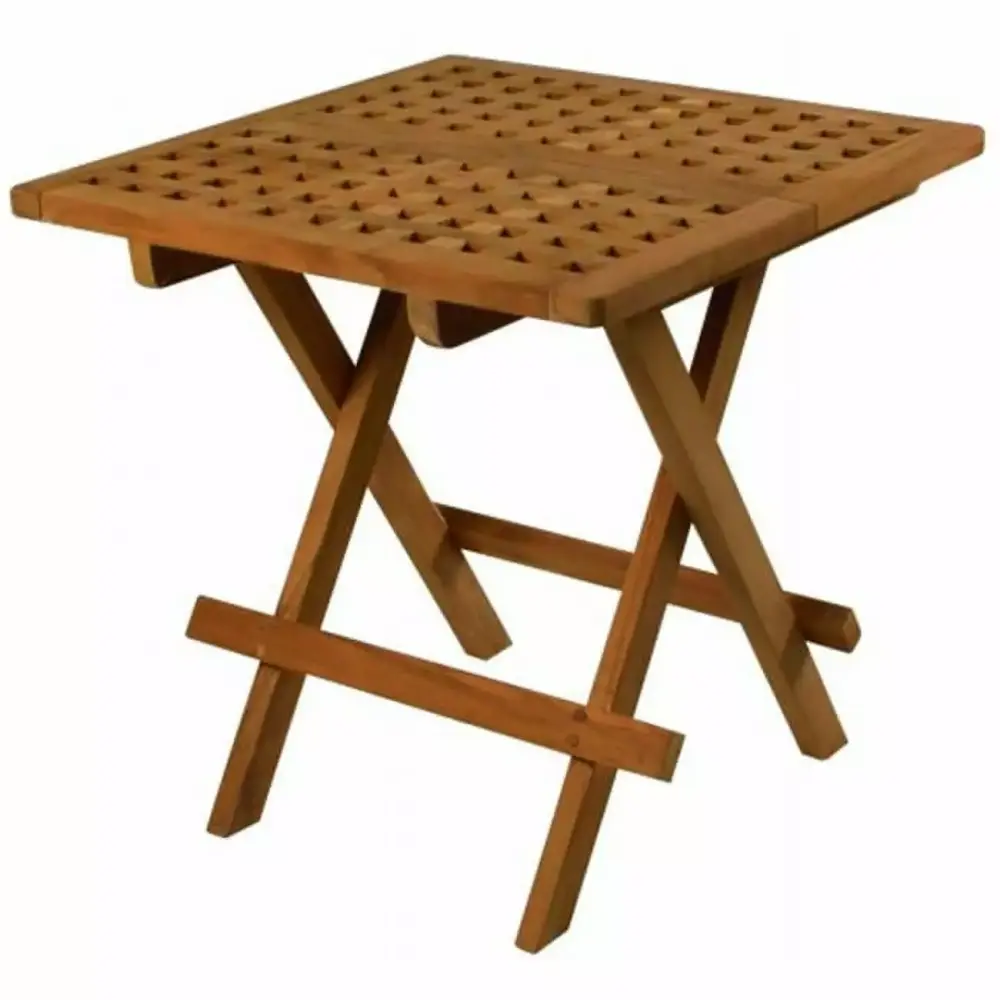 Folding Deck Table Square-Grate Top and Oiled Finish