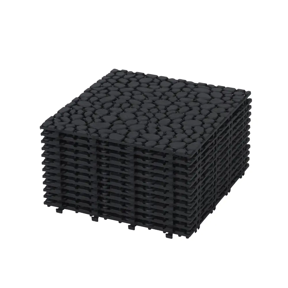 12 X 12 Inch Black Interlocking Deck Tiles Plastic Waterproof Outdoor - Patio Flooring beefurni