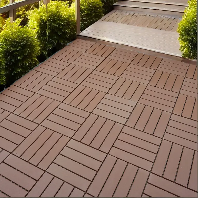 44 Pack 12x12 Water Resistant Polymer Interlocking Deck Tiles Patio watty