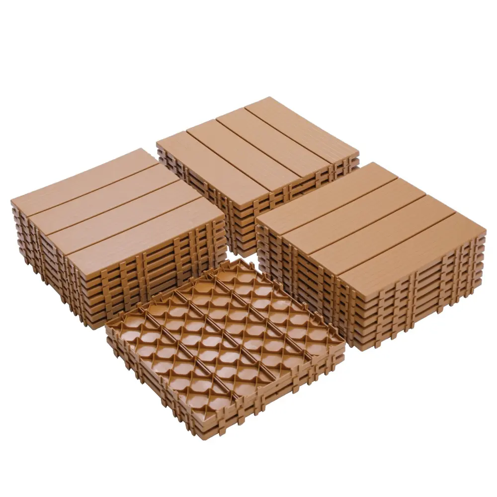 Plastic Interlocking Deck Tiles 11.8x11.8 Pack 44 Patio Flooring Tiles Outdoor Use w2882