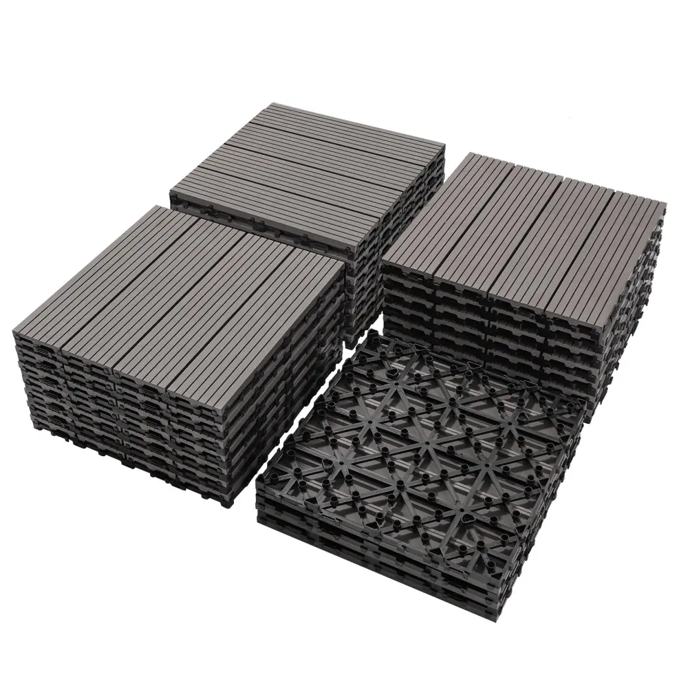Wood Plastic Composite Deck Tiles Set 20 Eco-friendly FSC Certified Patio Tiles w2882