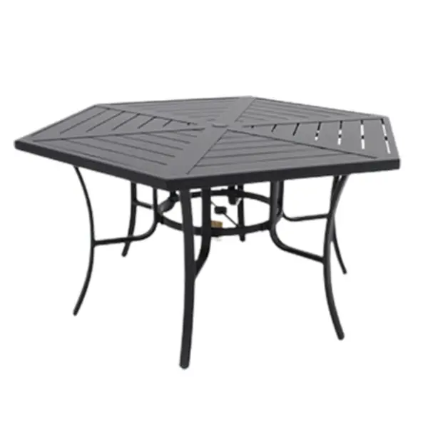 Four Seasons Courtyard BLK00912H01 Naples Hexagonal Dining Table Outdoor