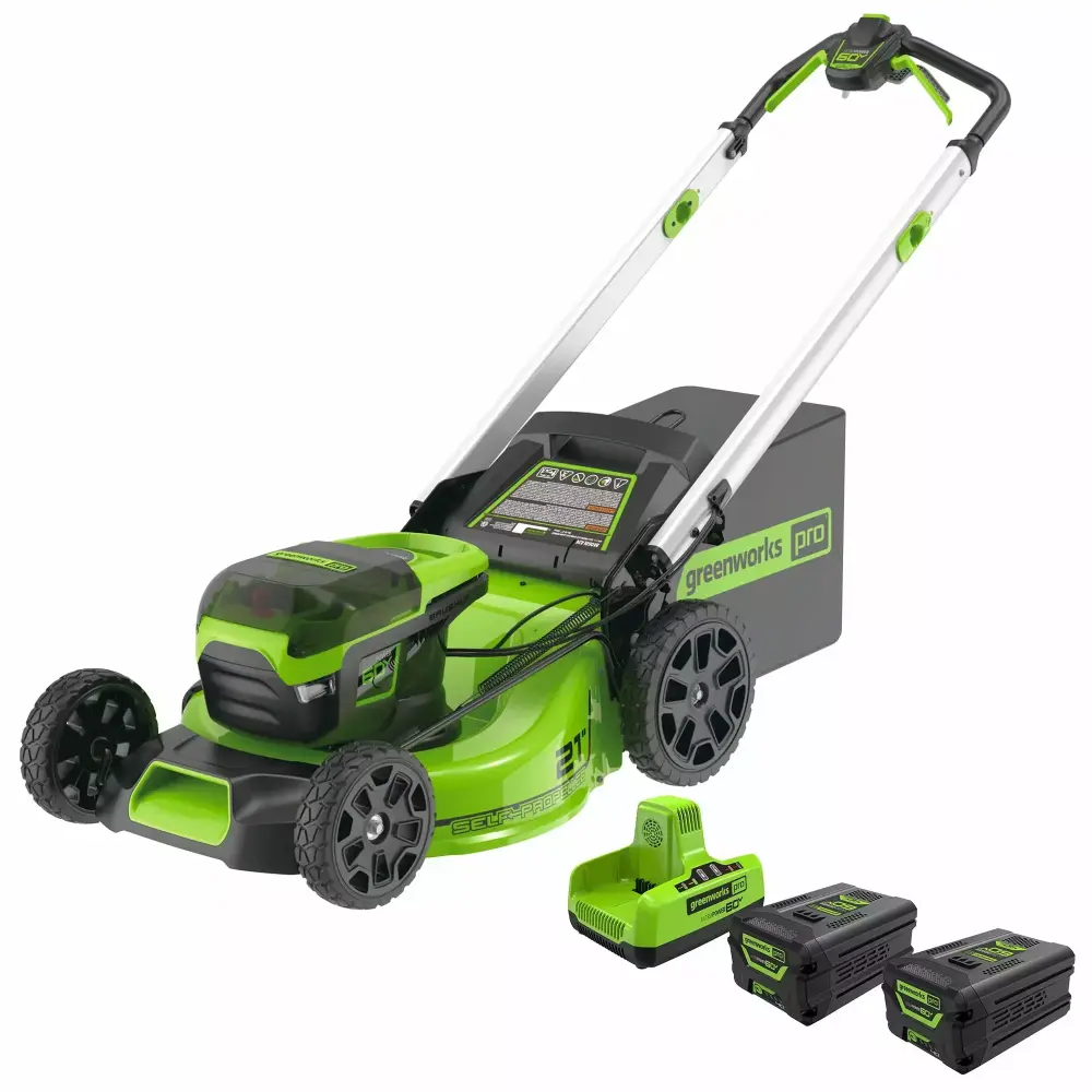 Greenworks 60V 21 Cordless Brushless Self-Propelled Lawn Mower Two (2) 4.0Ah Batteries & Dual Port Charger