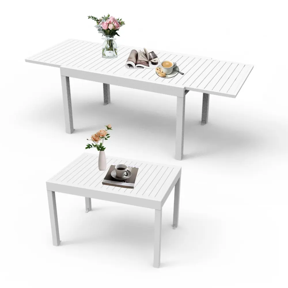 Aluminum Patio Extendable Dining Table 35 to 71 Inches Adjustable Indoor Outdoor crefise patio life