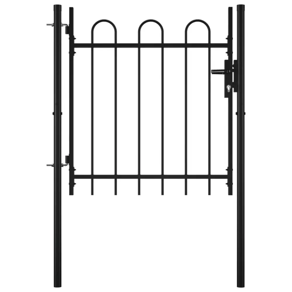 Single Door Fence Gate Hoop Top 39.4x29.5 Inches Garden and Yard