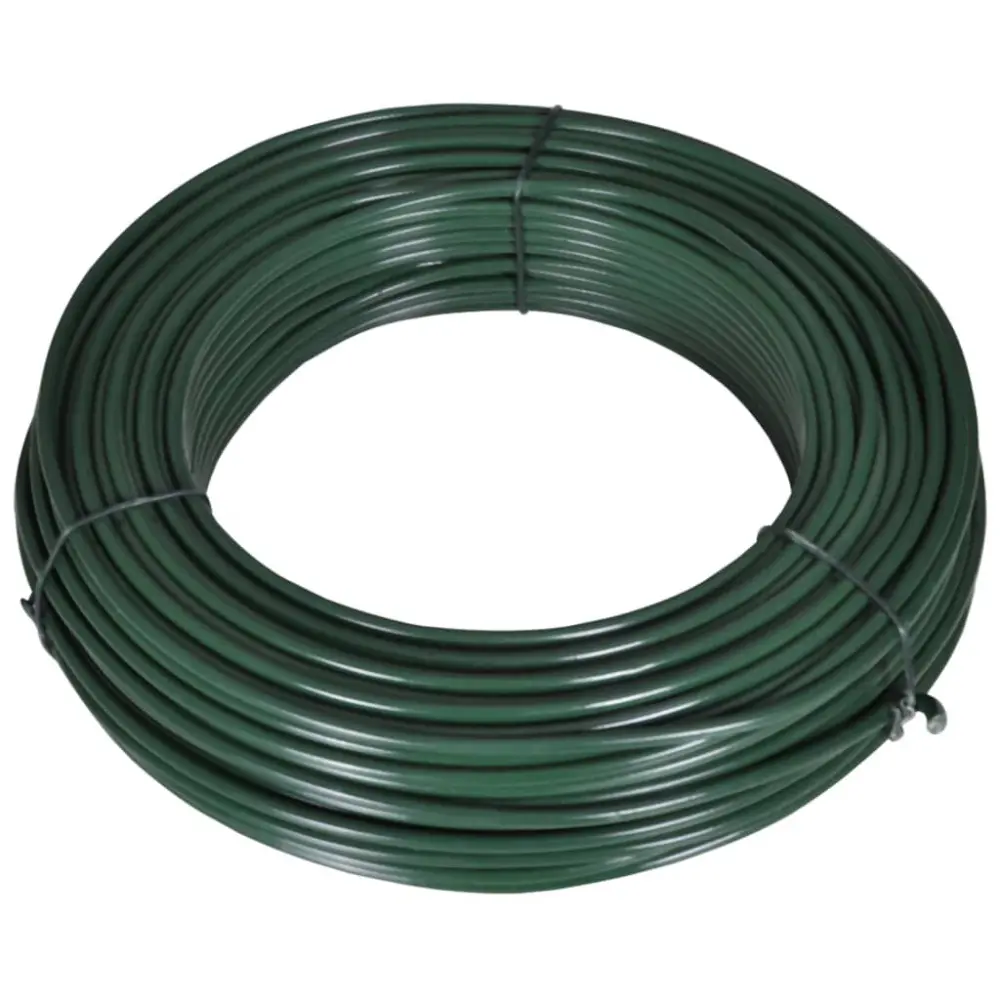 Fence Span Wire 180.4 Feet 0.08/0.12 Inches Steel Green Garden Fencing
