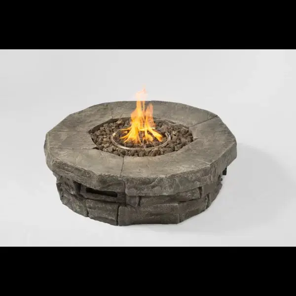 12 Inch H X 37 Inch W Outdoor Fire Pit Table Grey Garden Modern Stone Design lsi patio furniture