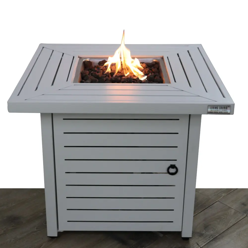 25 Inch H X 30 Inch W Steel Propane Natural Gas Fire Pit Table Natural White lsi patio furniture