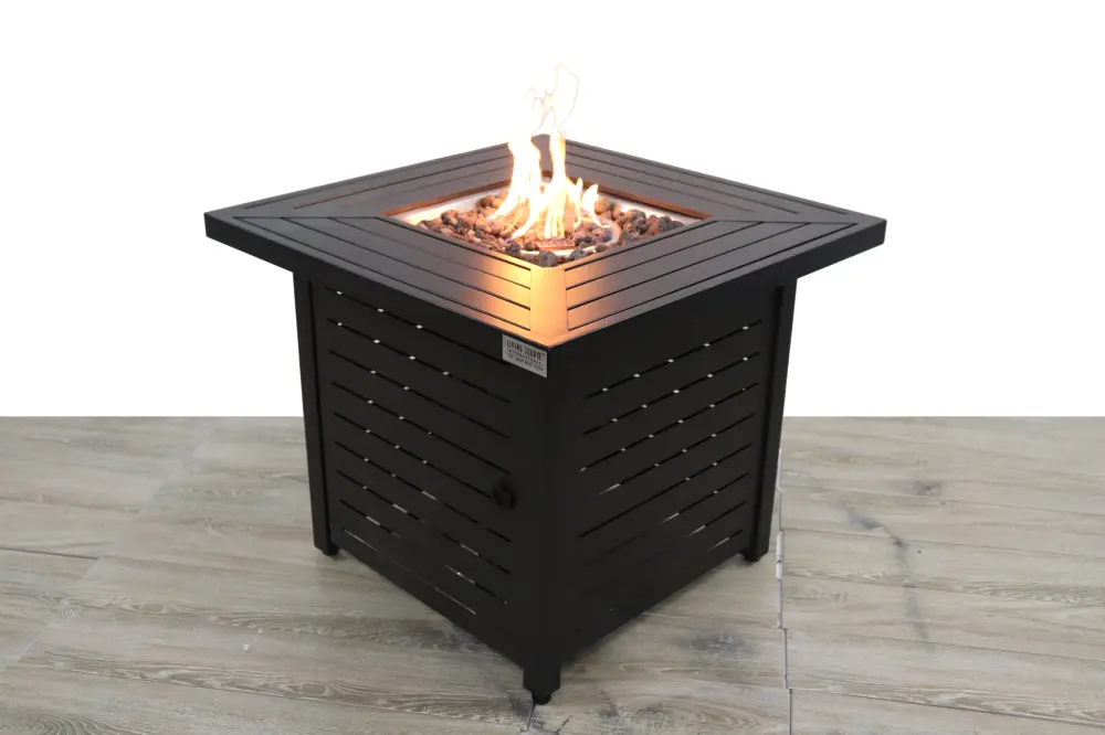 25 Inch H X 30 Inch W Steel Propane Natural Gas Fire Pit Table Black Garden lsi patio furniture