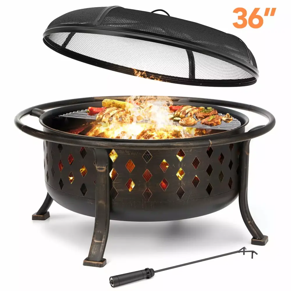 Singlyfire 36 Inch Wood Burning Fire Pit Cooking Grill Grate Outdoor