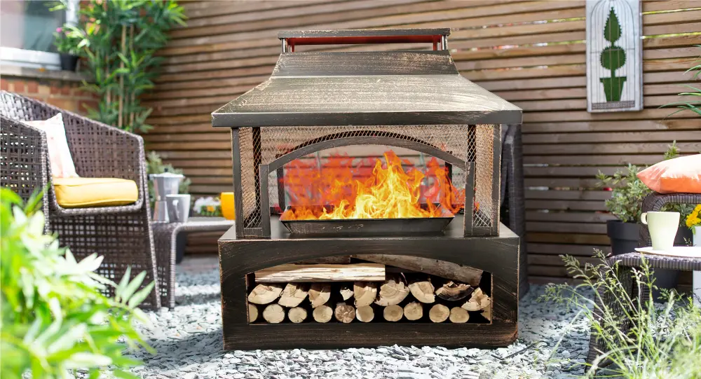 37 Inch Rectangular Metal Outdoor Wood Burning Fireplace sunland