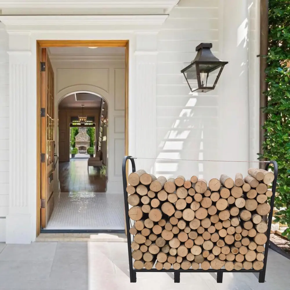 Artibear Firewood Rack Stand 4.1Ft Heavy Duty Log Holder Outdoor w-s industry