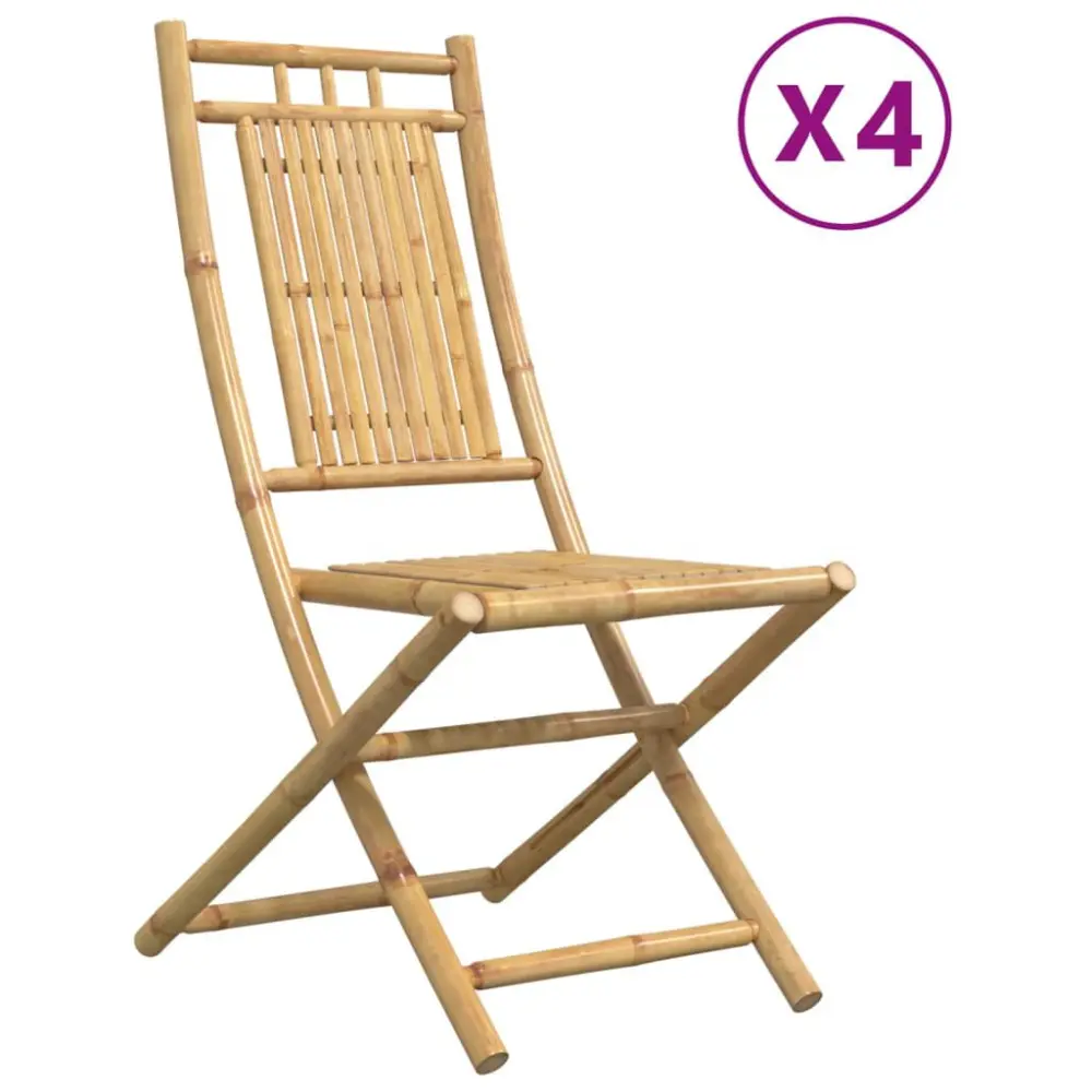 Folding Patio Chairs 4 Pack 18.1x26x39 Inches Bamboo Outdoor Furniture