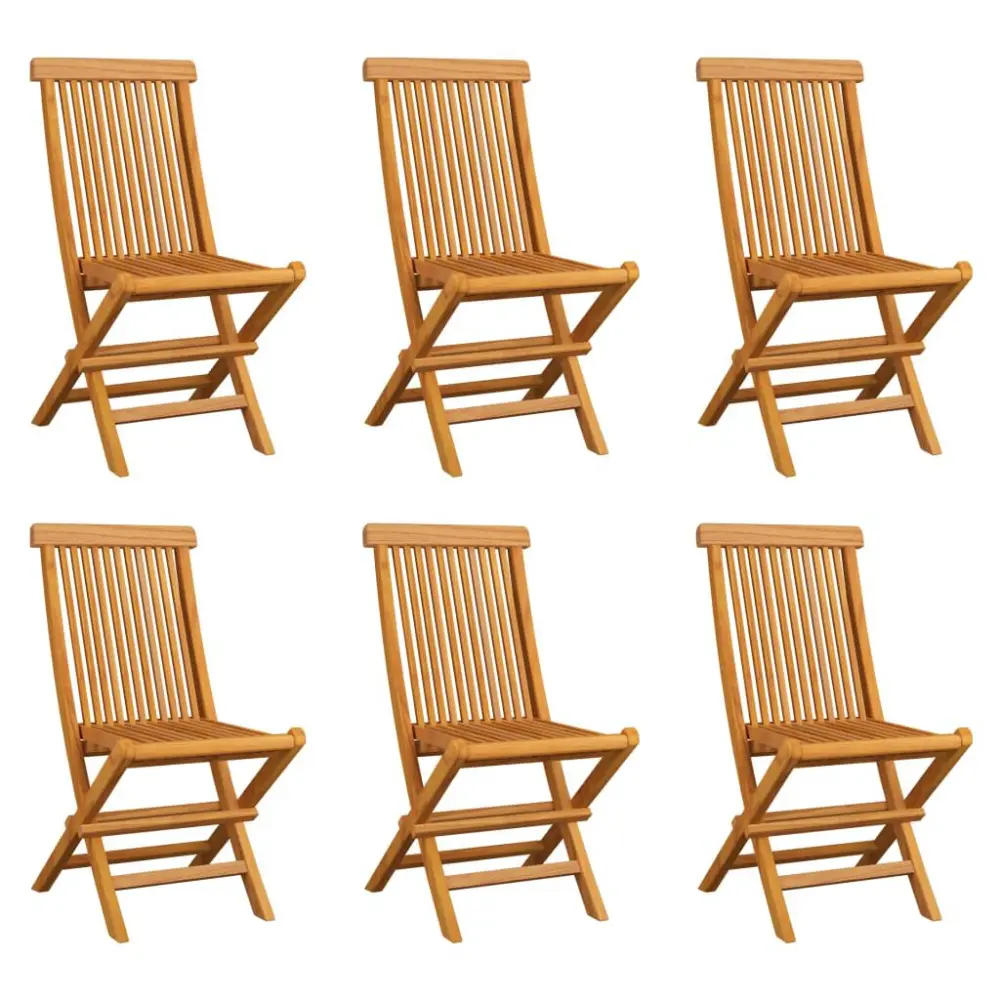 Folding Patio Chairs 6 pcs Solid Teak Wood Outdoor Garden Seating
