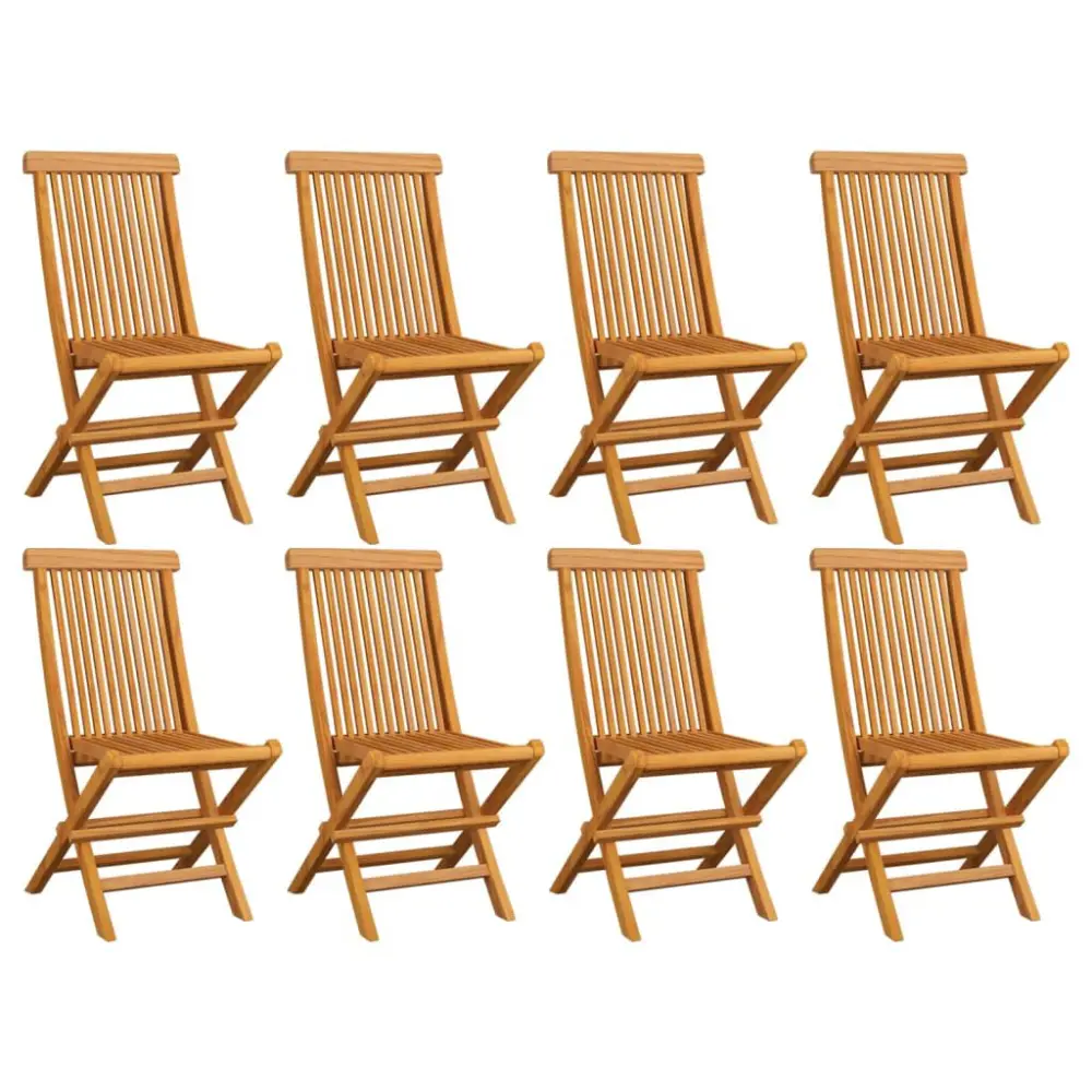 Folding Patio Chairs 8 pcs Solid Teak Wood Outdoor Dining Set