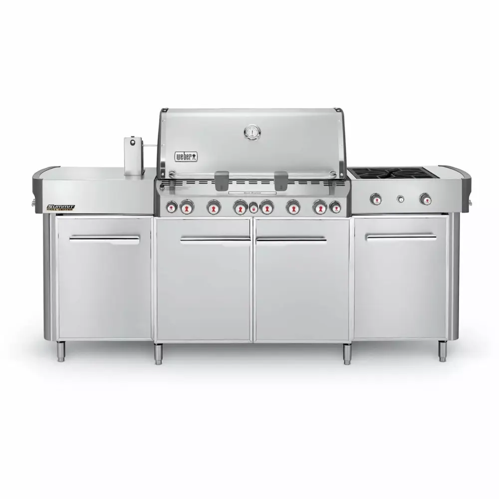 Weber Summit Grill Center Freestanding Natural Gas Grill Rotisserie Sear Burner & Side Burner