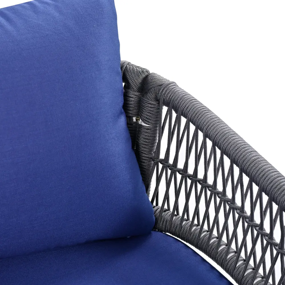 K&K 4 Piece Boho Rope Patio Furniture Set Outdoor Acacia Wood rnb