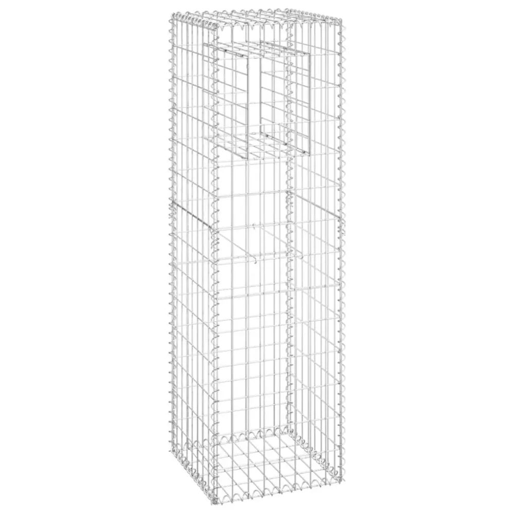 Iron Gabion Binquireet Post 15.7x15.7x55.1 Inches Tall Garden Fence Decor