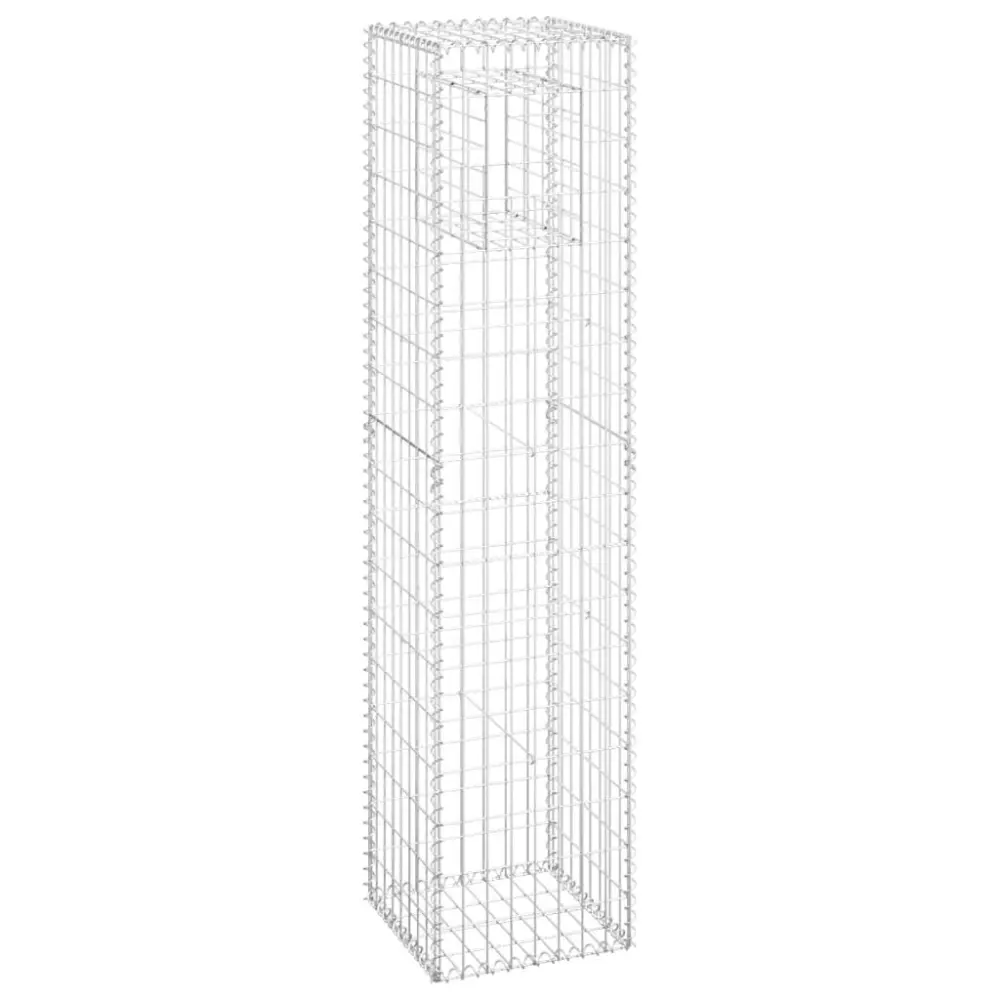 Iron Gabion Binquireet Post 15.7x15.7x70.9 Inches Extra Tall Garden Fence Decor