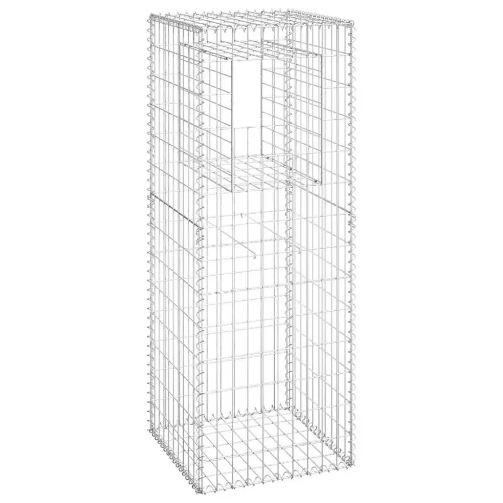 Iron Gabion Binquireet Post 19.7x19.7x55.1 Inches Large Tall Garden Fence Decor