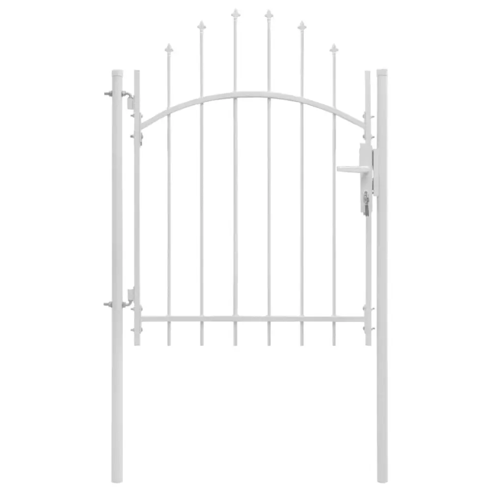 White Steel Garden Gate 39.4x78.7 Inches - Rust-Resistant Outdoor Entry Gate Yard
